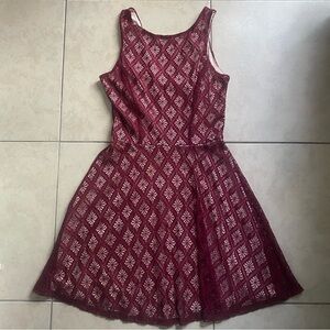 Burgundy Lace Sleeveless Dress